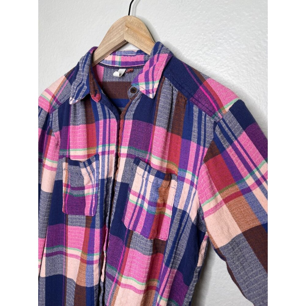 Pilcro Anthropologie Womens Pink Purple Plaid Button-Up Shirt Size Smal - Picture 5 of 11